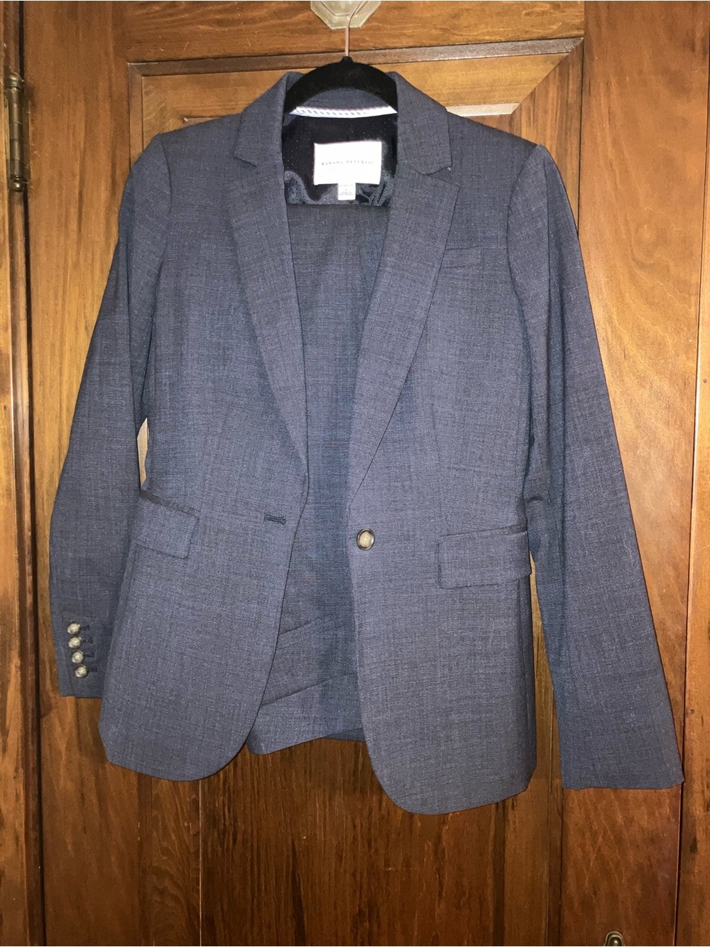 Banana Republic Men's Navy Textured Single-Button Blazer